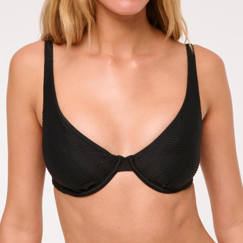 Abercrombie & Fitch Apex Black Ribbed Bikini Top